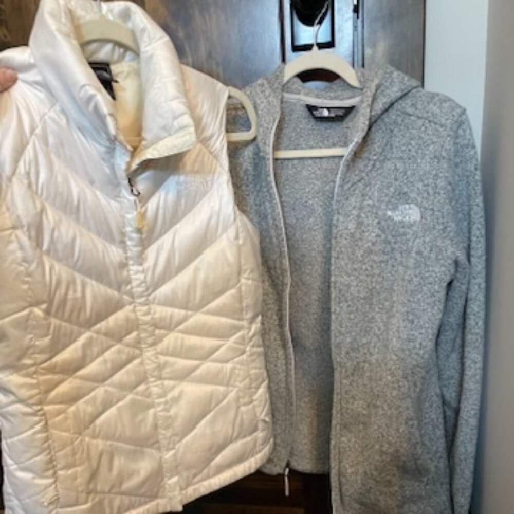 White North Face zip- up Vest- Size small & Small Grey North Face Jacket